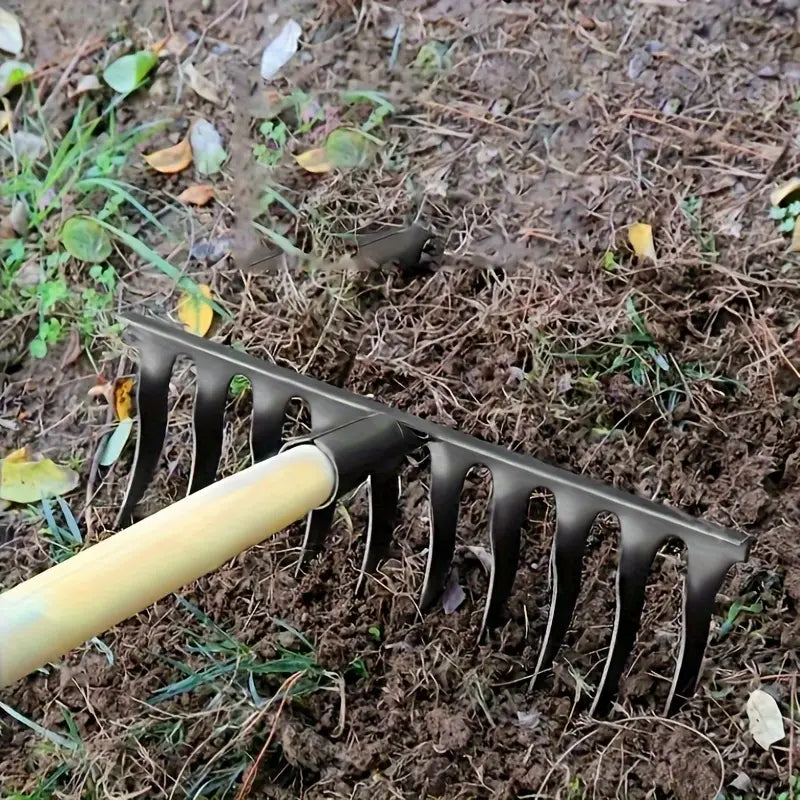 Râteau de Jardin en Acier avec Dents Tranchantes