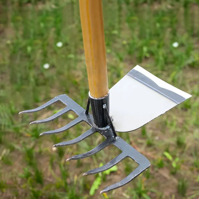 Outil agricole 2 en 1 – Pioche et Râteau Robustes pour Cultiver et Désherber Facilement