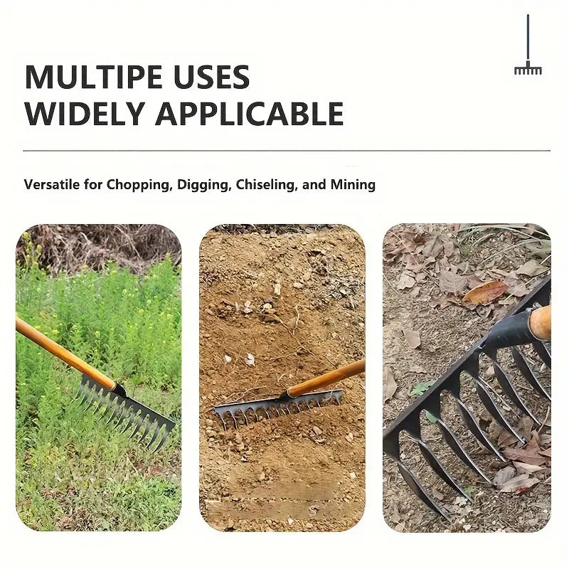 Râteau de Jardin en Acier avec Dents Tranchantes