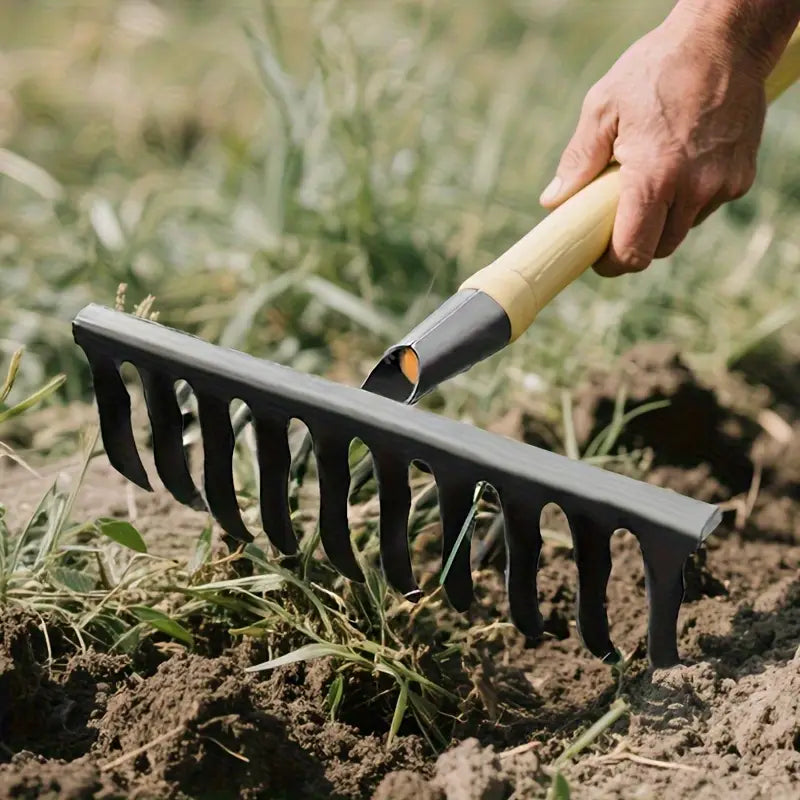 Râteau de Jardin en Acier avec Dents Tranchantes