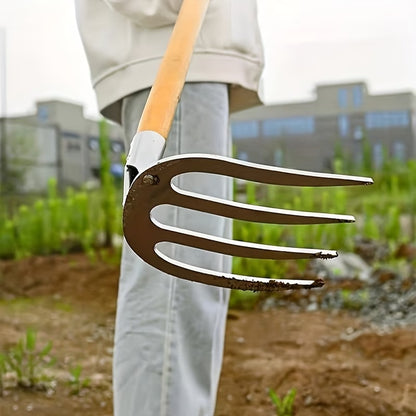 Râteau de jardin robuste à 4 dents